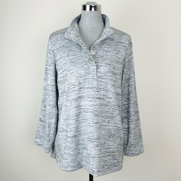 Soft Surroundings Gray Pullover Henley Sweater - Picture 2 of 10